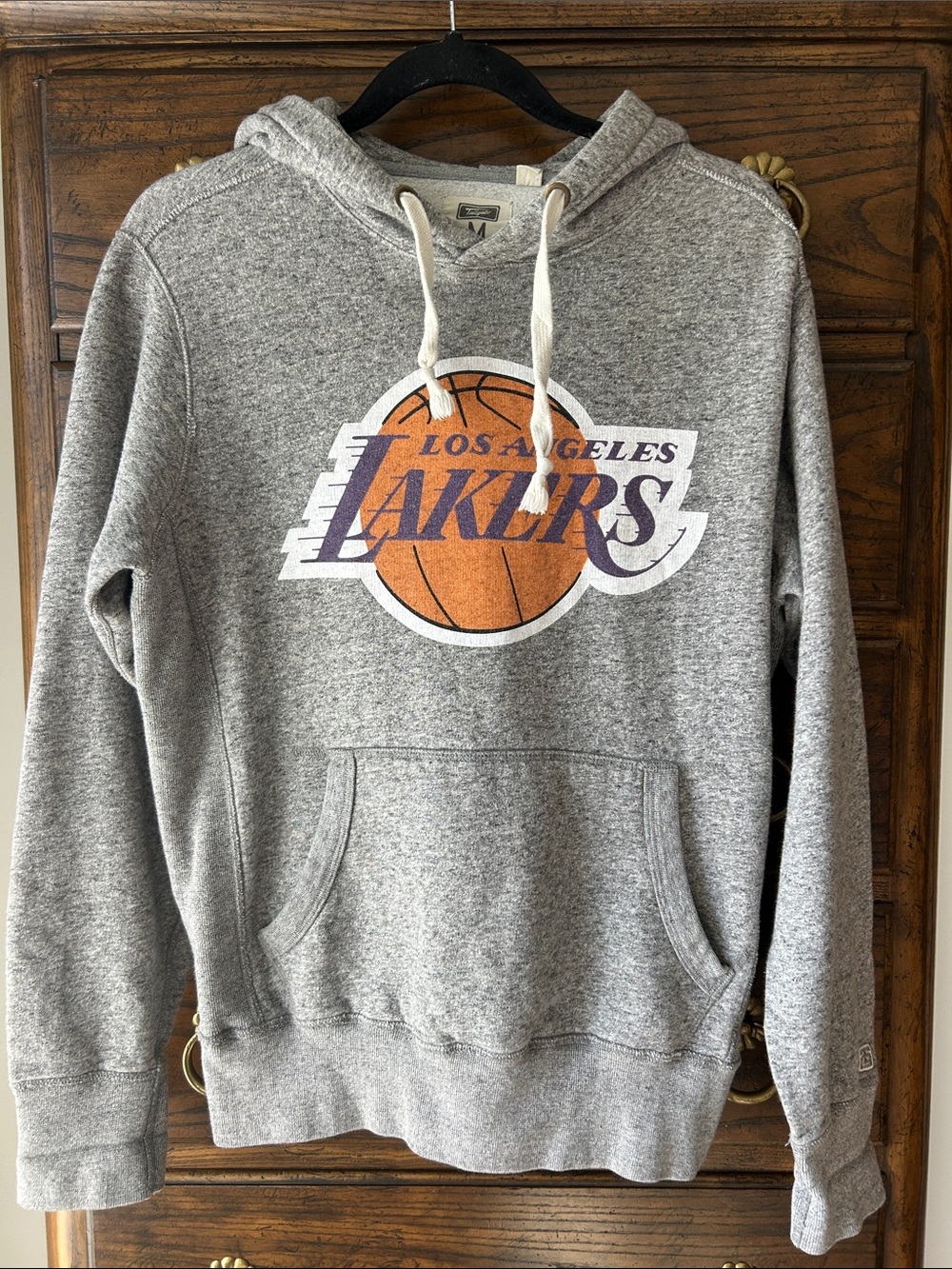 Los Angeles Lakers Tailgate Heather Gray Crewneck Hoodie Sweatshirt, Size M